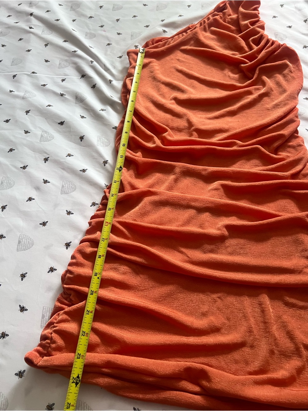 One-Shoulder Ruched Orange Dress - Picture 3 of 6
